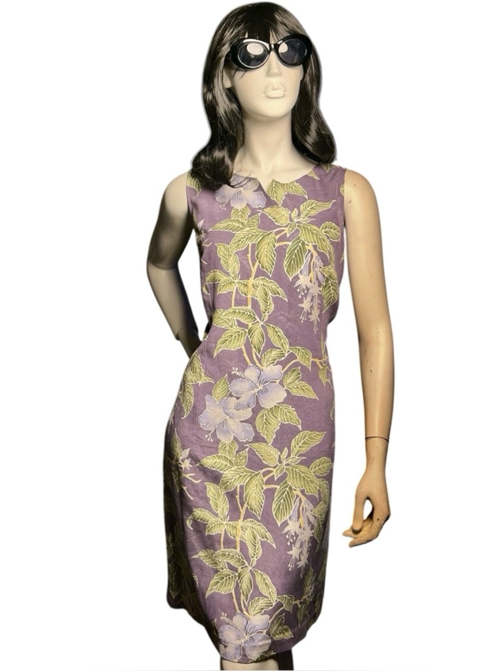 Tommy Bahama 100% Silk Tropical Floral Sleeveless Shift Dress Midi Size 12